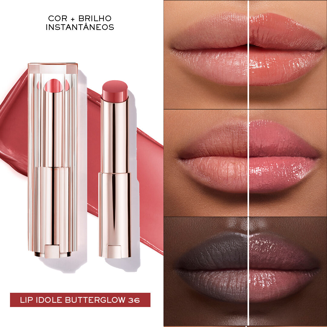 HIDRATANTE LABIAL COM COR LANCOME LIP IDOLE BUTTERGLOW COM ESQUALANO E CERAMIDAS