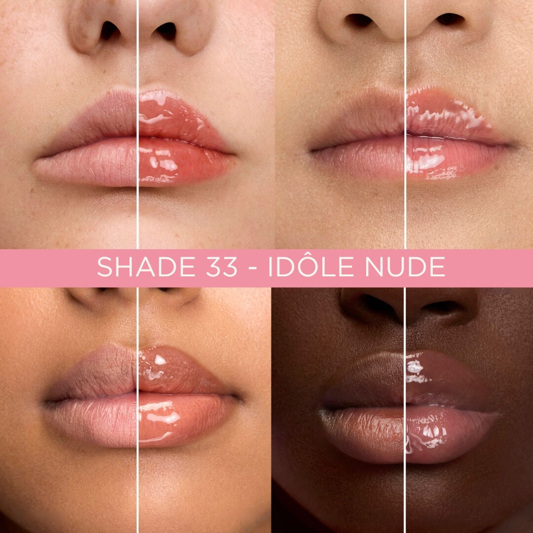 Antes e depois hidratacao dos labios com IDOLE JUICYTREAT de Lancome