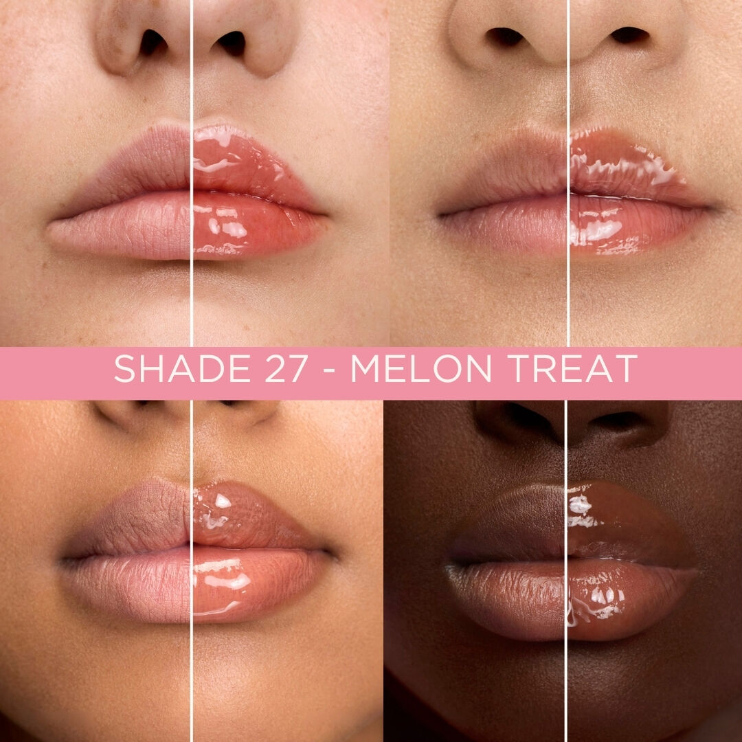 Antes e depois hidratacao dos labios com IDOLE JUICYTREAT de Lancome
